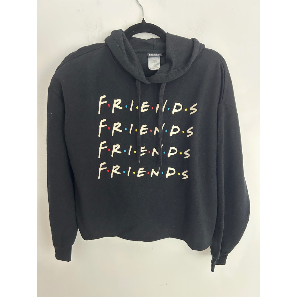 Friends The Television Series Black Hoodie Womens Small Stacked Logo Sweatshirt